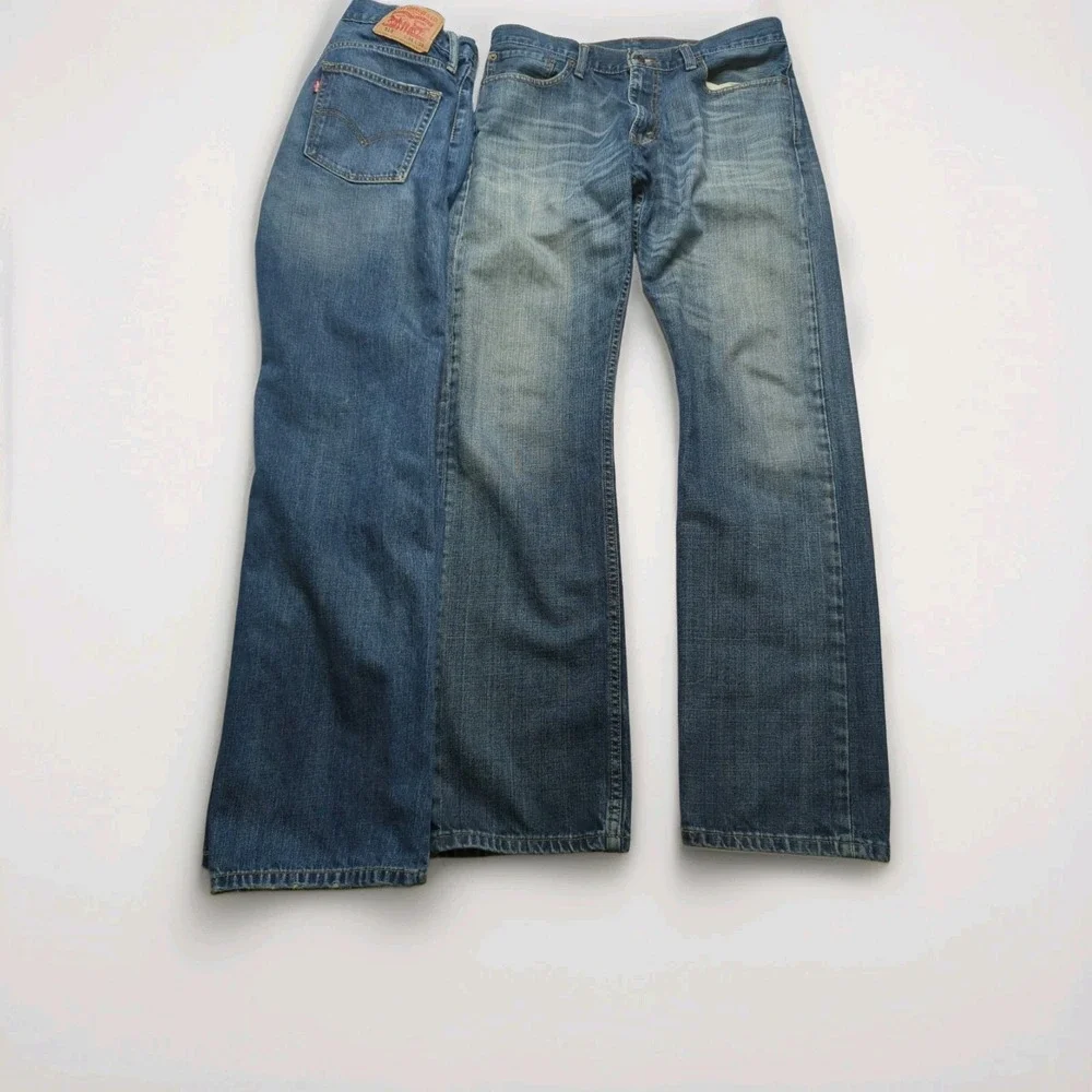 Lot of 2 Levis 514 Straight Leg Mens Jeans 34x34 Denim Medium Wash Fade Bundle
